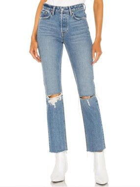 GRLFRND Karolina High Rise Straight Crop Jeans The Valley Wash Size 30